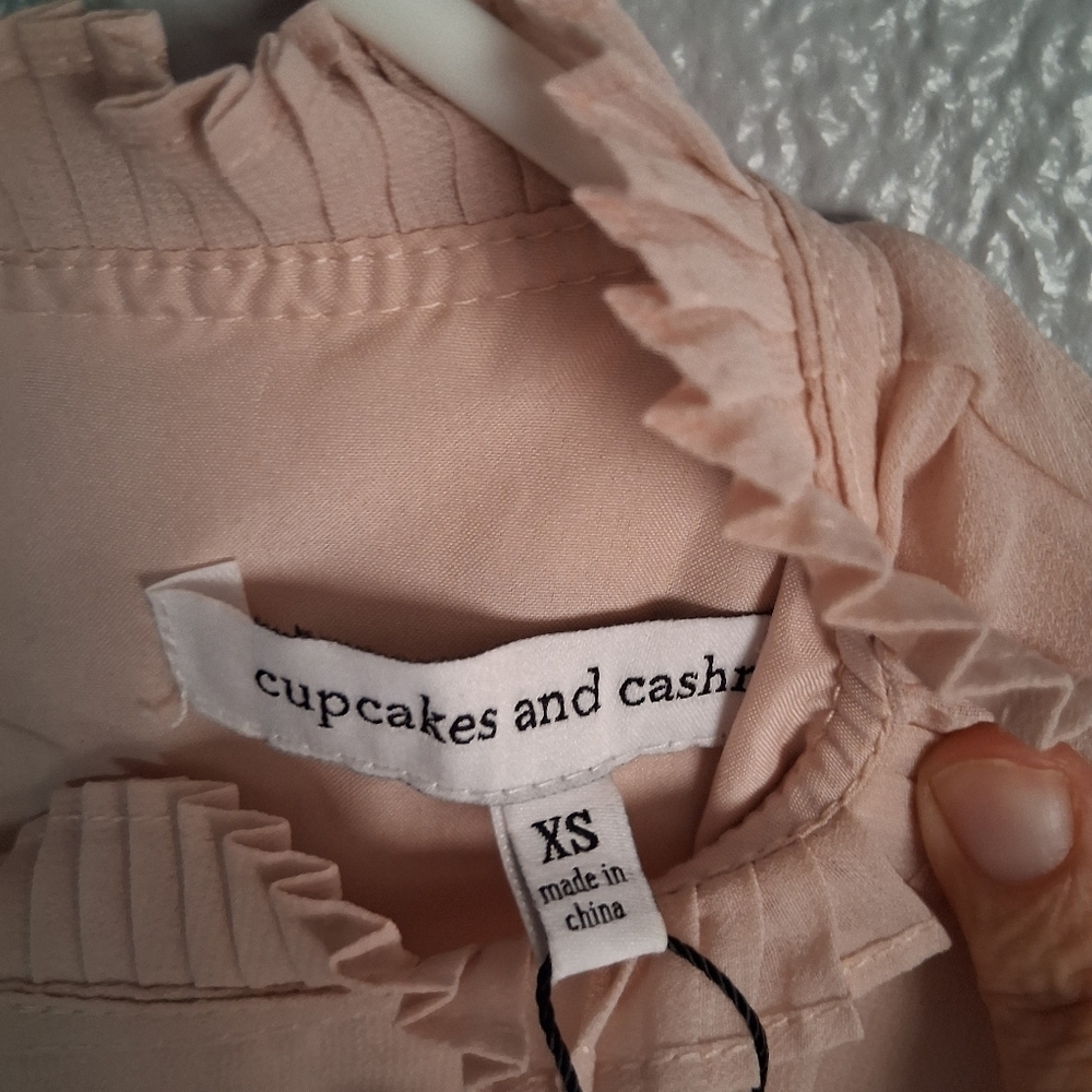 Cupcakes And Cashmere XS Malina Shift Dress Pleated Bell Sleeve NWT - Picture 8 of 10